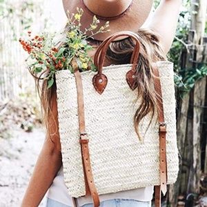 Woven Straw Backpack - Perfect For Farmers Market!